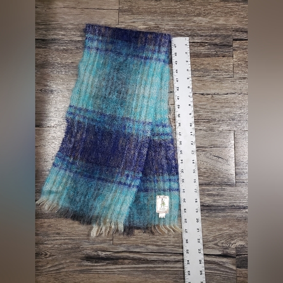 Royal Scot Mohair Wool Plaid Scarf Blue - Picture 5 of 6